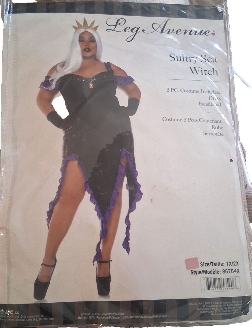 Leg Avenue Sultry Sea Witch Women’s Costume Halloween 1X/2X Plus Dress Headband